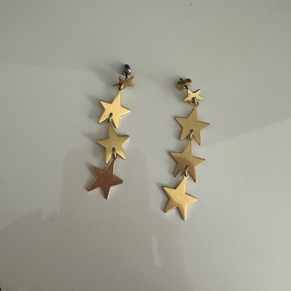 Star Dangle Gold Earrings